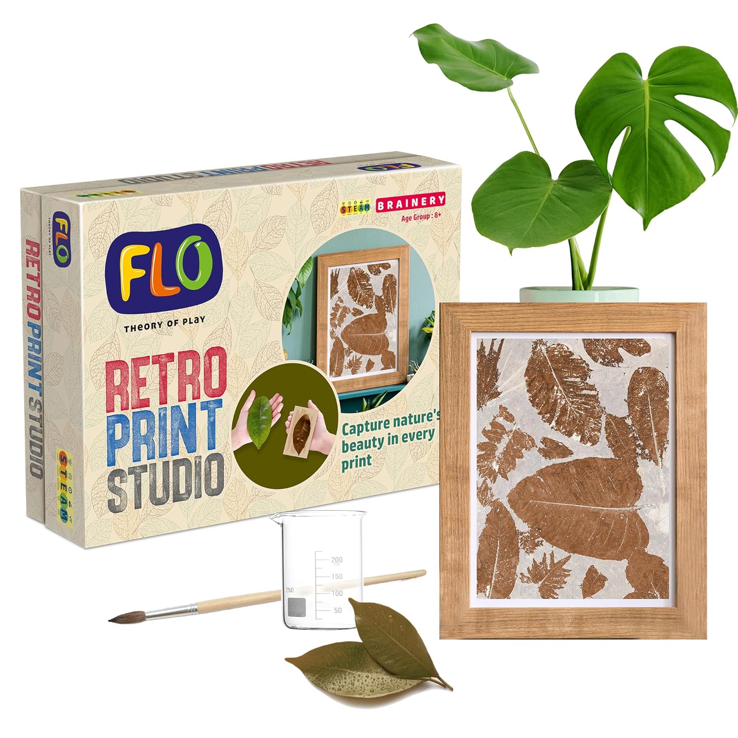 FLO Toys Retro Print Studio Create Beautiful Nature’S Prints Of Leaves And Floral Patterns For Kids Ages 8+