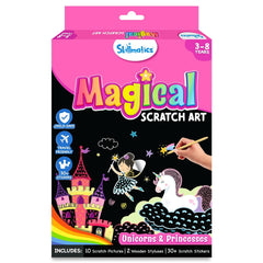 Skillmatics Magical Scratch Art Book - Unicorns & Princesses DIY Activity & Stickers Craft Kits for Ages 3 to 8 Years