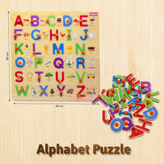 Funskool Alphabet Wooden ABC Puzzle Shape Learning Puzzles Game (26 Pcs) for Kids 3 Years & Above