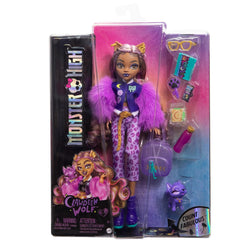 Monster High Clawdeen Wolf Doll with Pet Dog Crescent and Accessories Like Backpack, Planner, Snacks and More for Kids Ages 4+