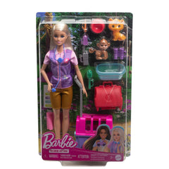 Barbie Careers Animal Rescue & Recovery Playset with Blonde Doll Baby Monkey & Tiger Figures, Carrier & Accessories for Kids Ages 3+