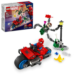 LEGO Marvel Motorcycle Chase Spider-Man vs. Doc Ock Building Kit for Ages 6+