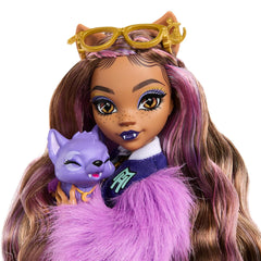 Monster High Clawdeen Wolf Doll with Pet Dog Crescent and Accessories Like Backpack, Planner, Snacks and More for Kids Ages 4+