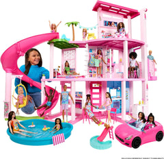 Barbie Dreamhouse, Pool Party Doll House with 75+ Pieces and 3-Story Slide, Pet Elevator and Puppy Play Areas for Ages 3+