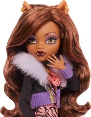 Monster High 10.5 inch Clawdeen Wolf Reproduction Doll Wearing Original Fashion & Shoes, with Pet, Doll Stand & Accessories Gift for Ages 6+