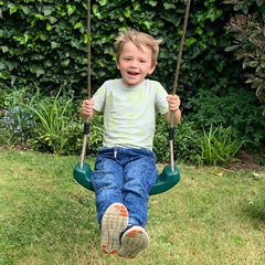 REZNOR Plastic Swing Seat with Hight Adjustable Strong Rope Tree Swing For 3-12 Years Kids Children, Green