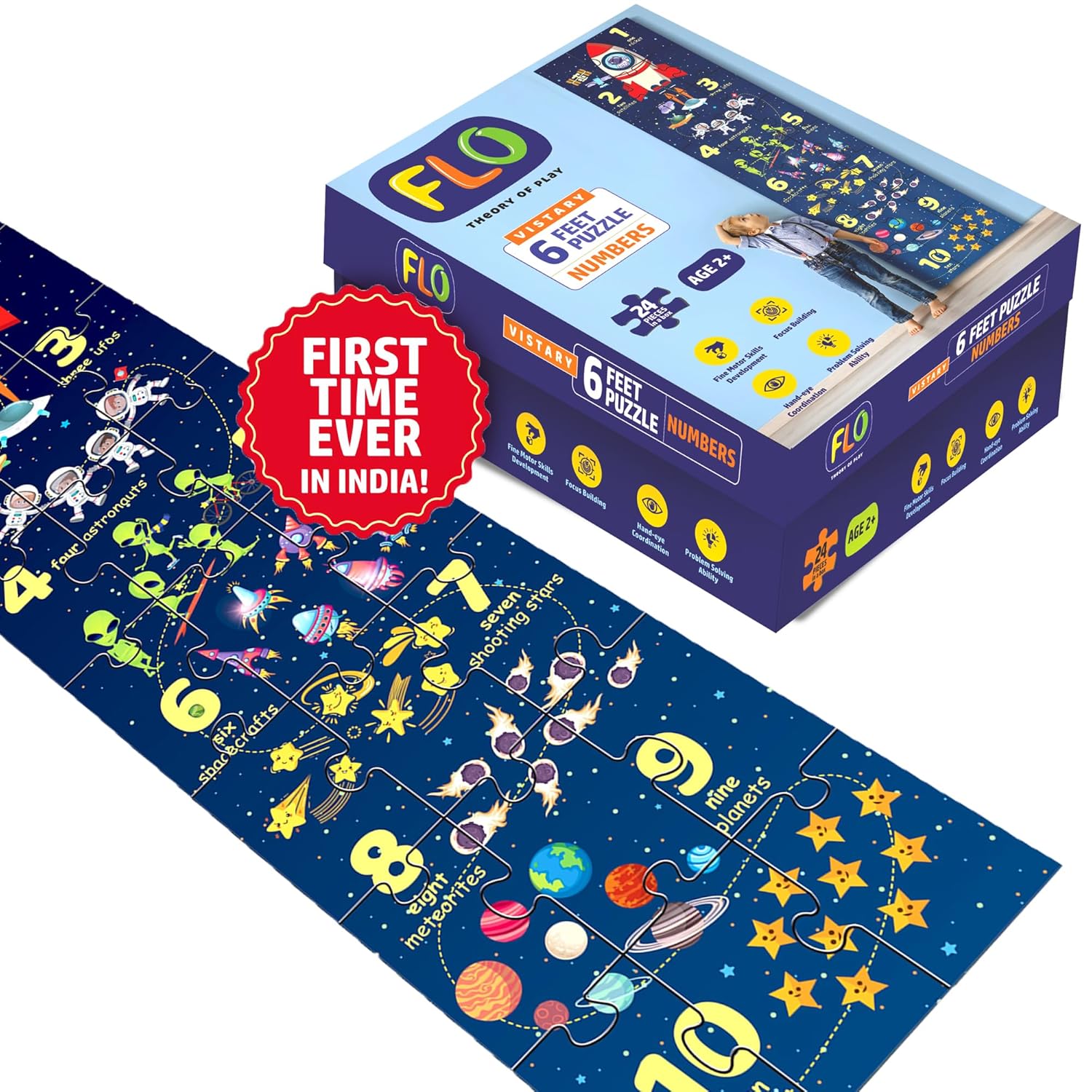 FLO Toys 6 Feet Puzzle Numbers Floor Puzzle For Kids,Ages, 2+