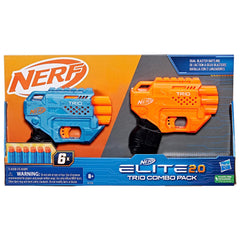 Nerf Elite 2.0 Trio Combo Pack, 2 Trio Nerf Blasters, 6 Nerf Elite Darts, Pull Down Priming, Toy Foam Blaster for Kids Outdoor Games