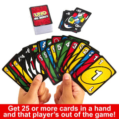 Mattel Games UNO Show ‘em No Mercy Card Game for Kids, Adults & Family Parties and Travel with Extra Cards, Special Rules and Tougher Penalties