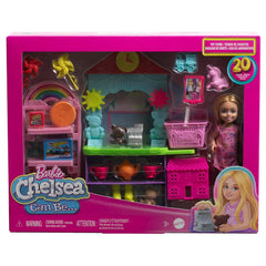 Barbie Chelsea Can Be Toy Store Playset with Small Blonde Doll, Counter & Display Furniture & 15 Accessories for Kids Ages 3+