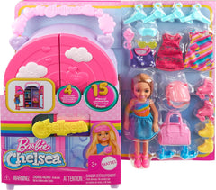 Barbie Chelsea Doll & Closet Toy Playset with 15 Pieces Clothes & Accessories Included, Foldable Set for On-The-Go Play & Storage for Kids Ages 3+
