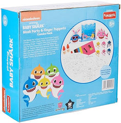 Funskool Handy Crafts Baby Shark Mask Party & Finger Puppets, Birthday Themed Party, Make 2 Soft Masks & 6 Finger Puppets for Boys & Girls, Art and Craft Kit, Ages 5 Years and Above, Multicolour