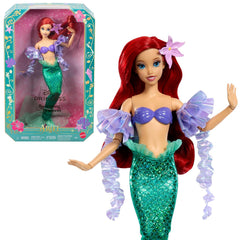 Disney Princess Mermaid Ariel Sparkling Princess Fashion Doll & Accessory with Removable Tail, Sleeves & Flower Hair Clip, Inspired by Movie