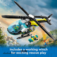 LEGO City Emergency Rescue Helicopter Set Building Kit for Ages 6+