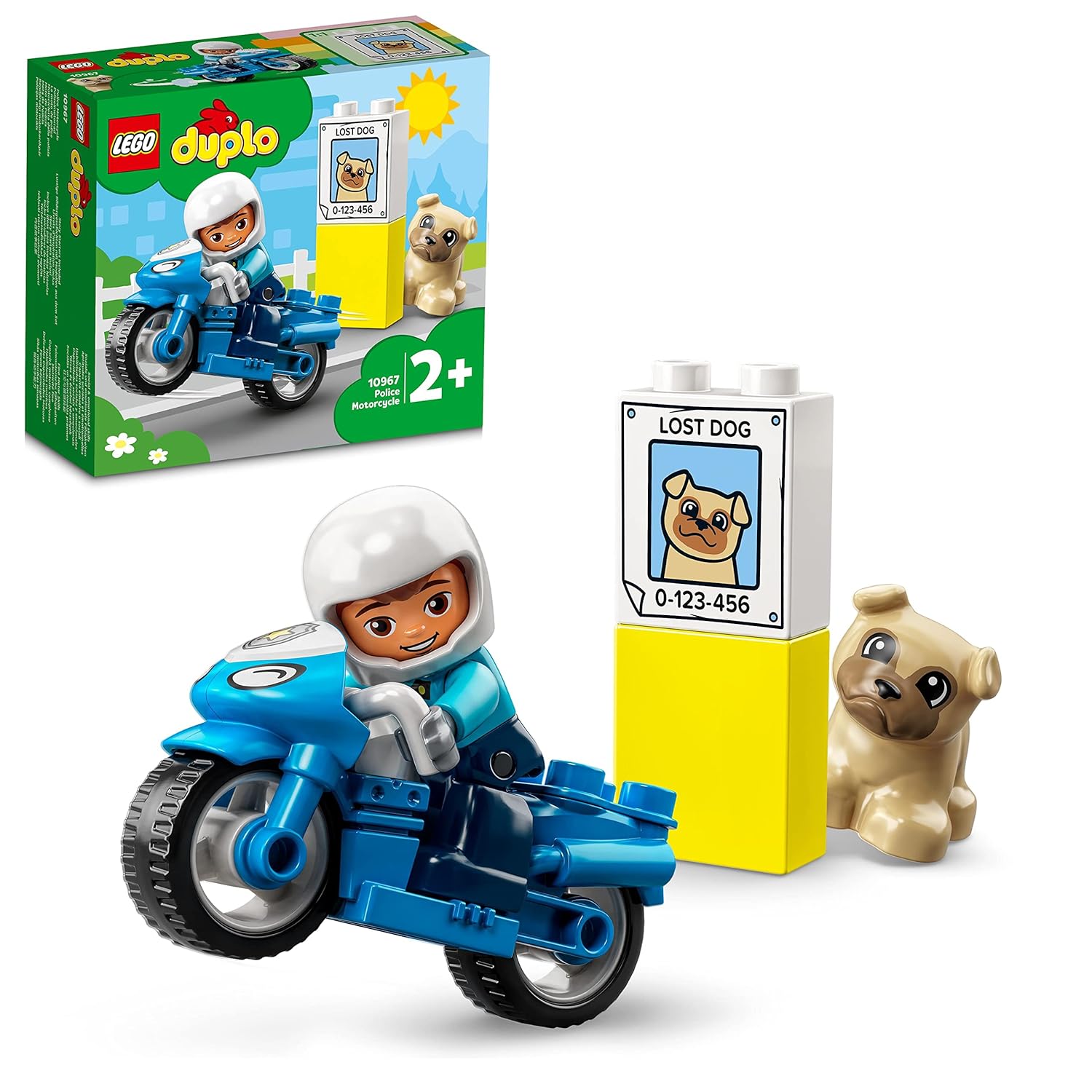 LEGO DUPLO Police Motorcycle with Police Figurine Building Kit for Ages 2+