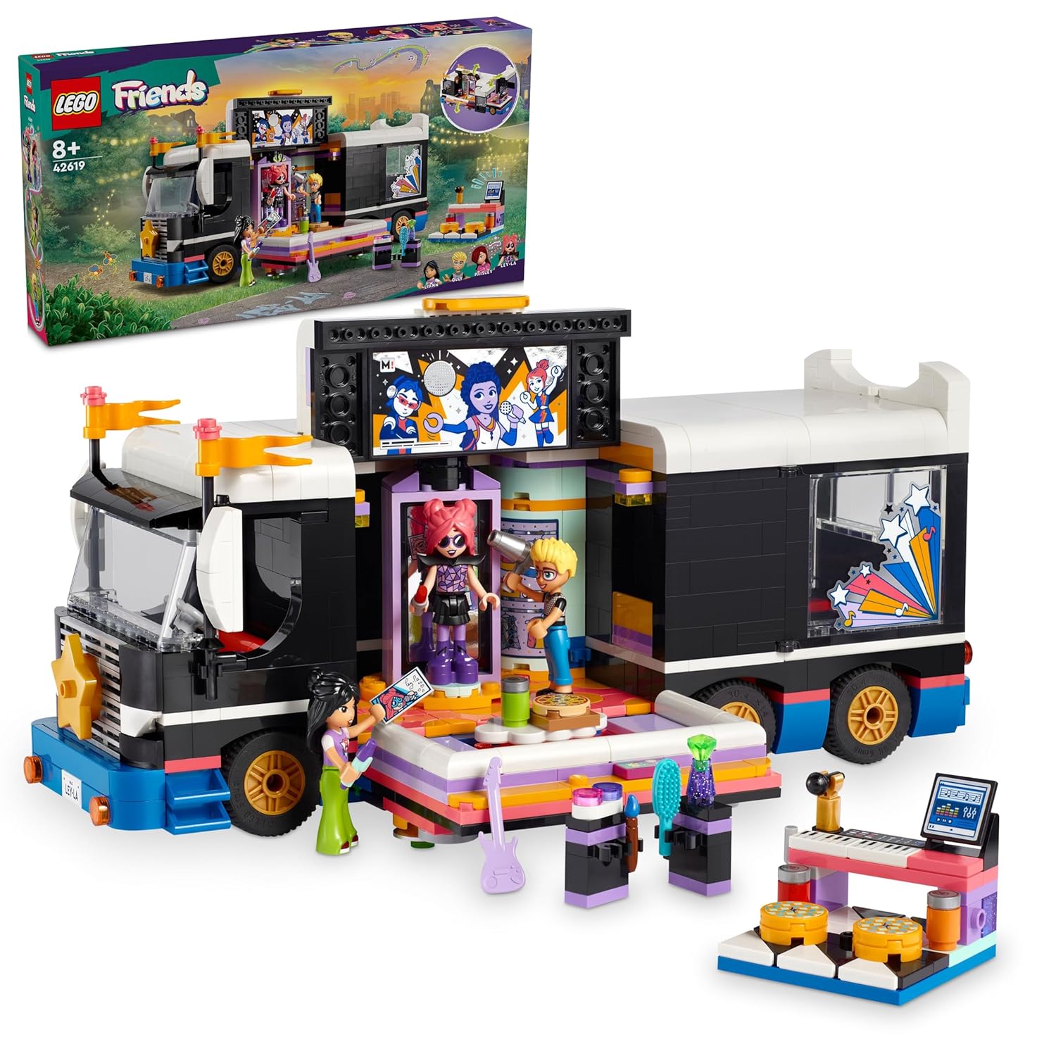 LEGO Friends Pop Star Music Tour Bus Vehicle Building Kit For Ages 8+