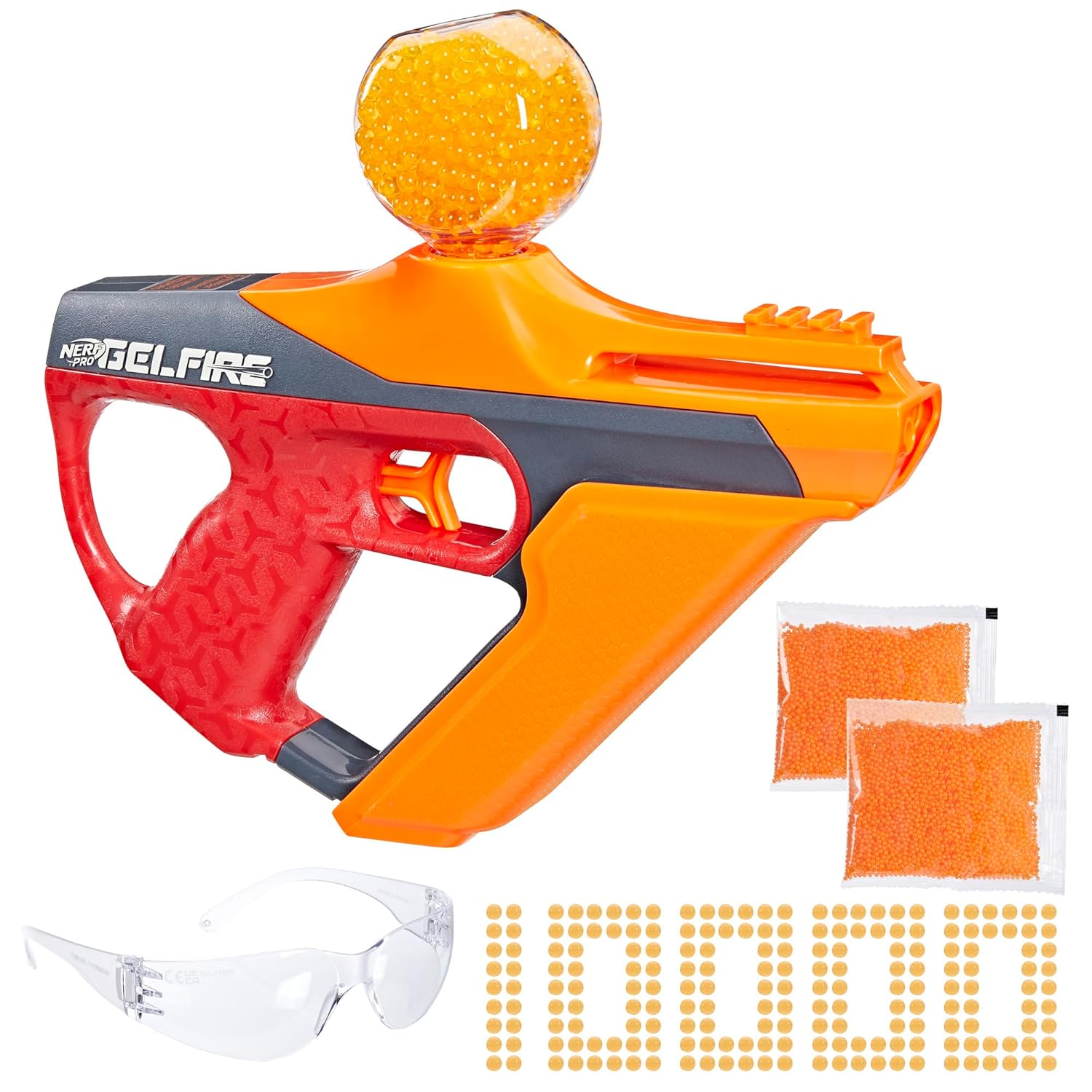 Nerf Pro Gelfire Uproar Full Auto Blaster, 150 FPS, 10,000 Gelfire Rounds, 400 Round Hopper, Eyewear, Ages 14+