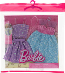 Barbie Fashion 2-Pack, Mermaid Dress, Purple Top + Skirt, Pink Seahorse Necklace, And A Blue Bracelet