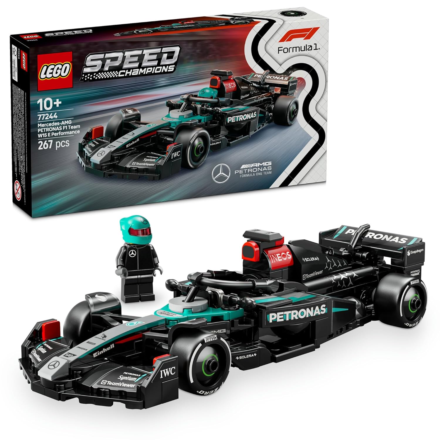 LEGO Speed Champions Mercedes-AMG F1 W15 Race Car Vehicle Building Kit For Ages 10+