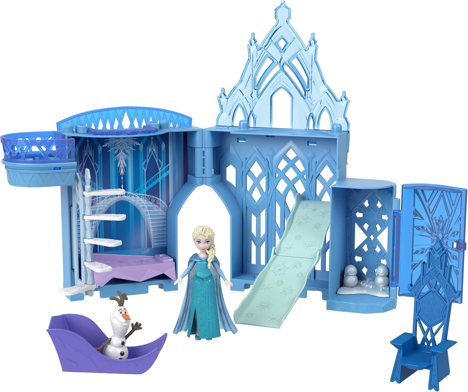 Disney Frozen Elsa Ice Palace, Stackable Castle Doll House with Small Doll & Accessories For Kids Ages 4+