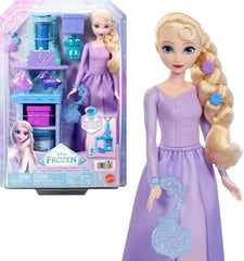 Disney Frozen Elsa Fashion Doll in Purple Look with ICY Creations Playset, Sparkly Dough, 3 Molds & 6 Accessories Inspired by Movie