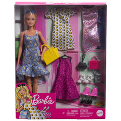 Barbie Doll with Clothes and Accessories With 4 Complete Outfits For Kids Ages 3+