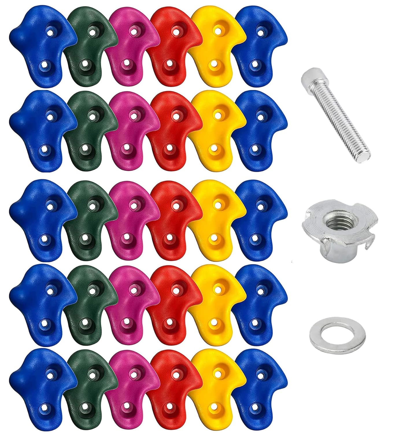 REZNOR Stone Textured Climbing Holds Rock Climbing DIY Kids Indoor and Outdoor Play Set, Pack of 30