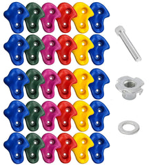 REZNOR Stone Textured Climbing Holds Rock Climbing DIY Kids Indoor and Outdoor Play Set, Pack of 30