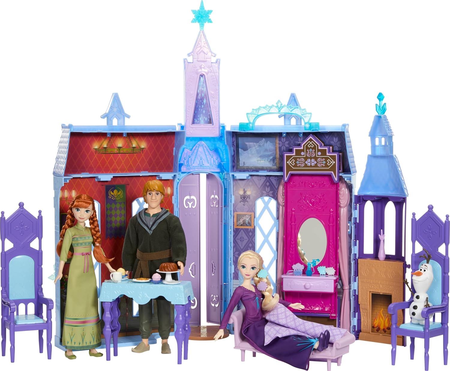 Disney Frozen Ultimate Arendelle Adventure Portable Castle with 3 Fashion Dolls, Olaf Figure & 25+ Accessories for Kids Ages 3 Years & Up