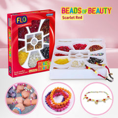 FLO Toys Beads Of Beauty: Scarlet Red Diy Fashion Kit For Kids Ages 8+
