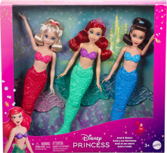 Disney Princess Mattel Ariel Mermaid Fashion Doll & 2 Mermaid Sister Dolls, Posable