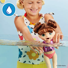 Baby Alive Sunshine Snacks Brown Hair Doll, Eats and Poops, Summer-Themed Waterplay Baby Doll for Kids Ages 3+