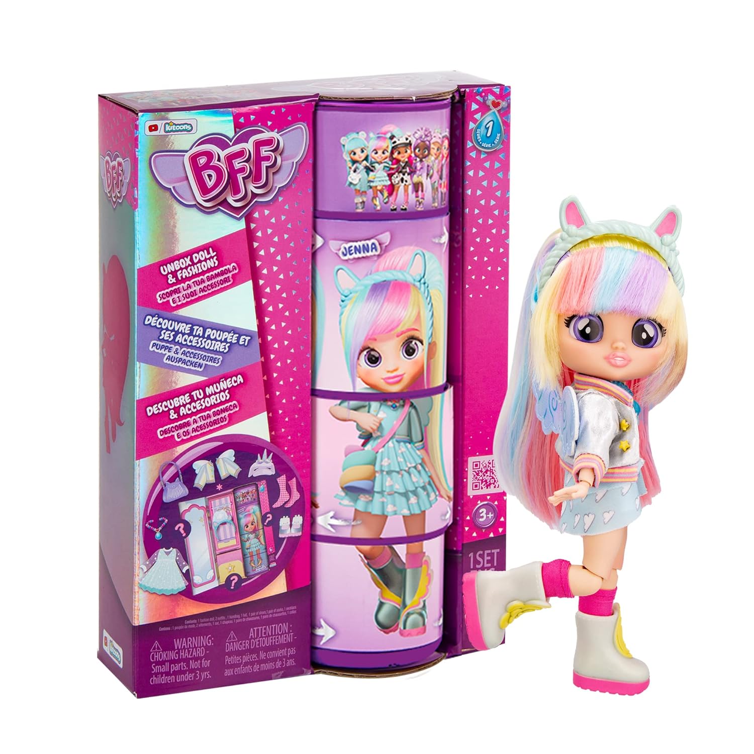 Cry Babies BFF Jenna Fashion Doll With Surprises Including Outfit and Accessories For Ages 3 And Up