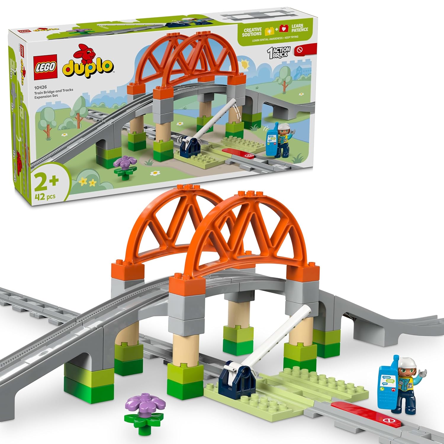 LEGO Duplo Town Train Bridge and Tracks Expansion Set Building Kit For Ages 2+