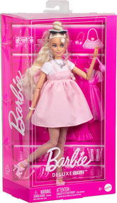 Barbie Deluxe Style Doll #3 in Barbiecore Outfit, Blond Hair in Top Knot, Pink Pastel Dress with Oversized Bow and Accessories for Kids Ages 4+