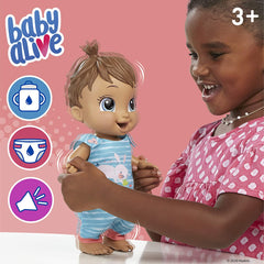 Baby Alive Baby Gotta Bounce Bunny Outfit Brown Hair Doll with 25+ SFX and Giggles, Drinks and Wets for Kids Ages 3 Years and Up