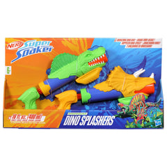 Nerf Super Soaker DinoSquad Dino Splashers 2 Water Blasters for Holi - Set of 2 Pichkari - Pichkari for Outdoor Water Games On Holi Festival, Branded Toy Pichkari for Kids 6+