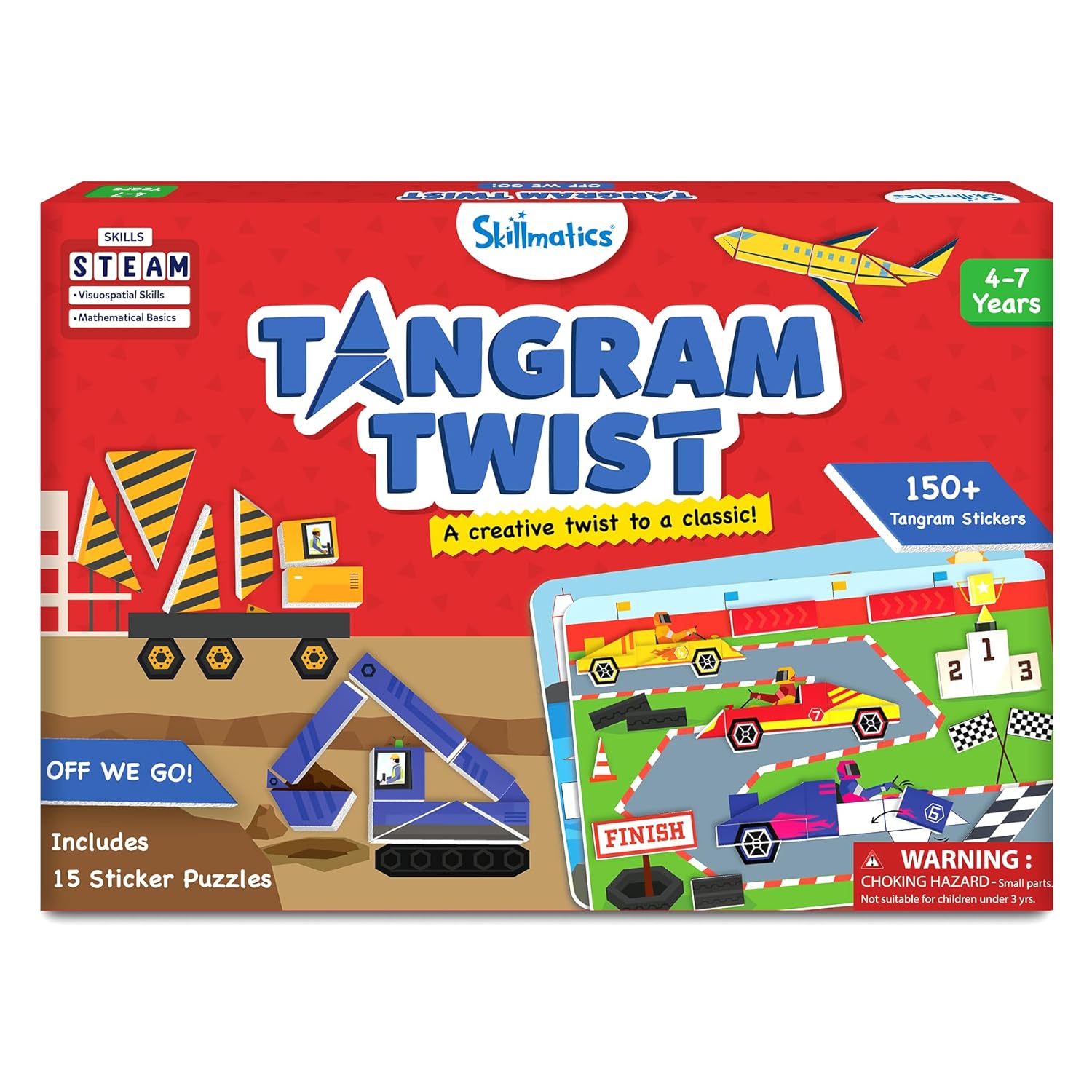 Skillmatics Tangram Twist - Off We Go! No Mess Sticker Art Puzzle For Ages 8+