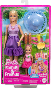 Barbie Family & Friends Picnic Playset with Dolls and Accessories for Kids Ages 3+