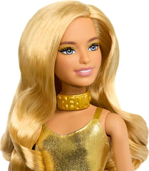 Barbie Fashionistas Doll #222, Petite With Blonde Wavy Hair, Golden Jumpsuit, 65th Anniversary Doll For Kids Ages 3+