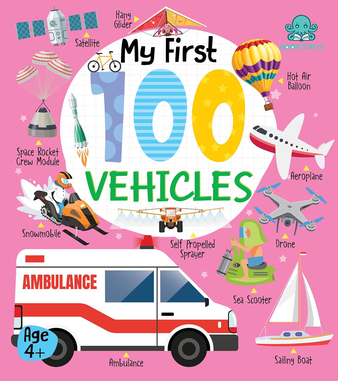 Booktopus Board Book - My First 100 Vehicles - Early Learning Picture Books for for Kids 4+