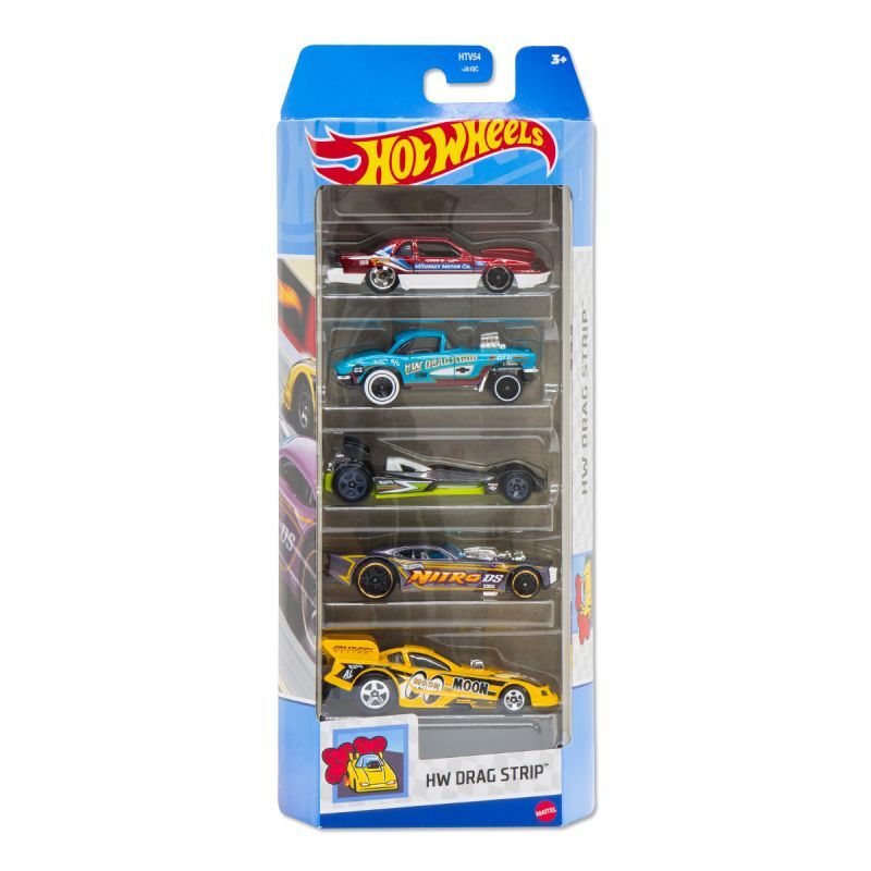 Hot Wheels 5 Car Gift Pack - HW Drag Strip Pack of 5 For Kids & Collectors