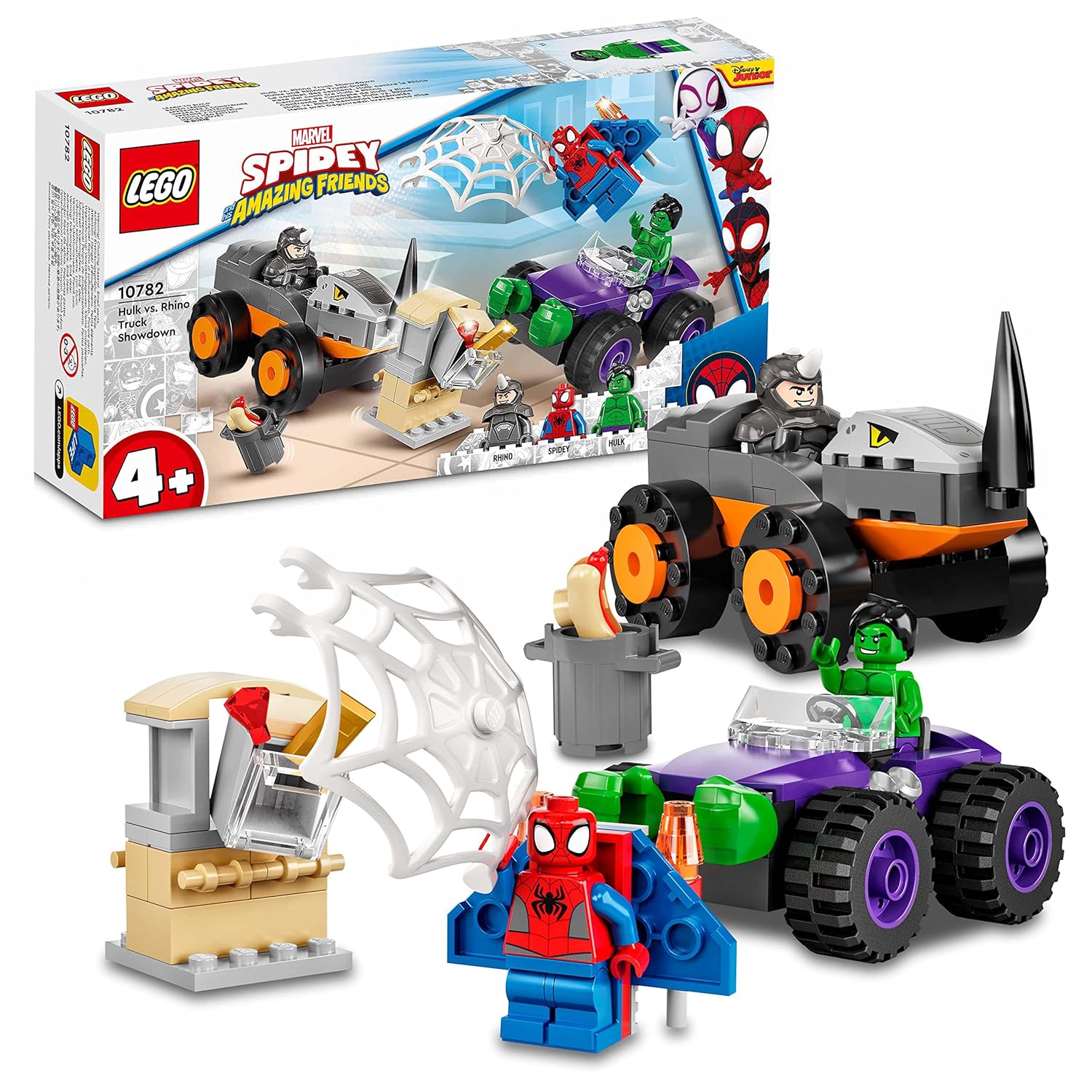 LEGO Marvel Spidey and His Amazing Friends Hulk vs. Rhino Truck Showdown Building Kit for Ages 4+