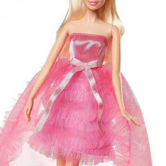 Barbie Birthday Wishes Blonde Doll in Pink Satin and Tulle Dress for Kids Ages 6+