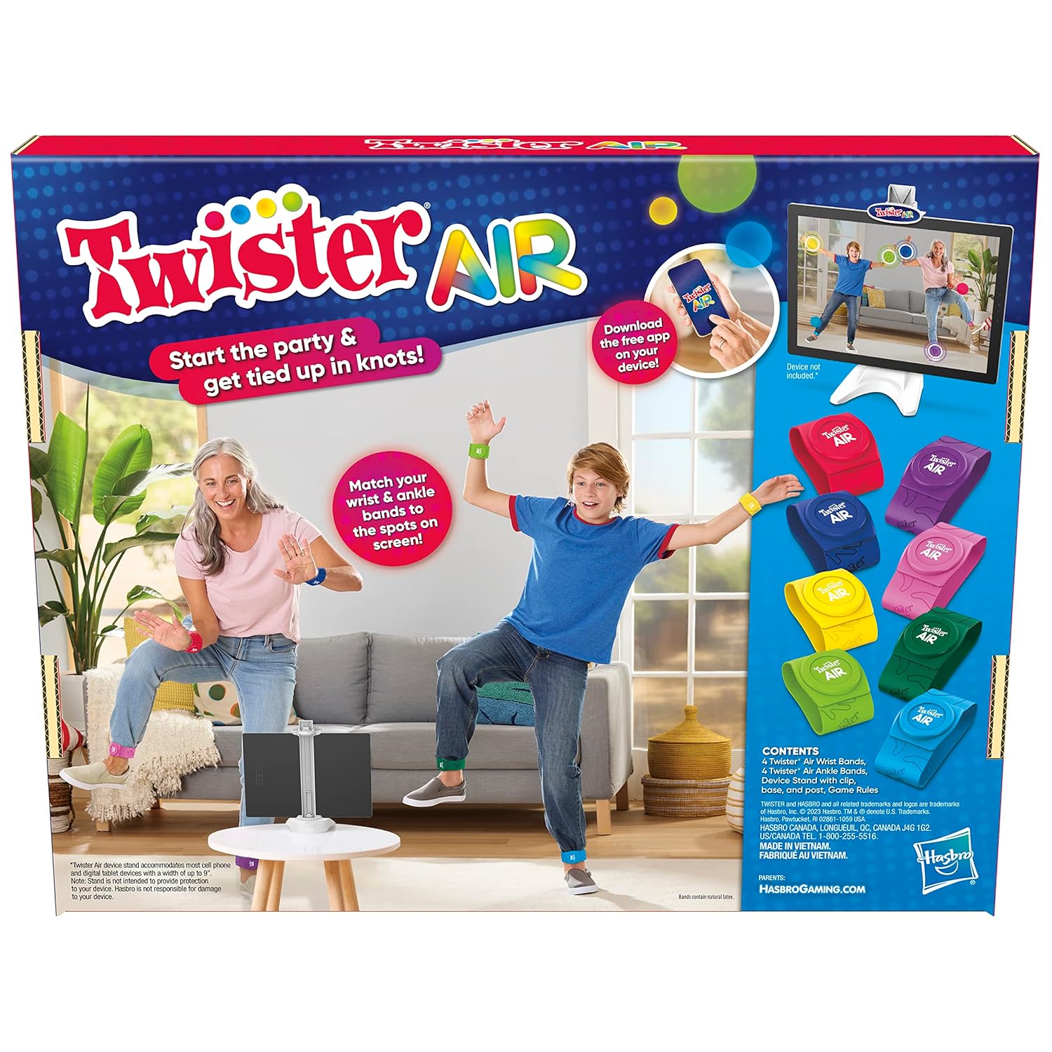 Hasbro Gaming Twister Air Game, App Play Game with Wrist and Ankle Bands Links to Smart Devices Active Party Games for Kids Ages 8+