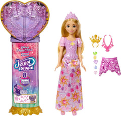 Disney Princess Rapunzel Fashion Doll & Accessories with 8 Surprises, Including Heart Gem Box, Ring for Child & 9 Play Pieces, Inspired by Movie