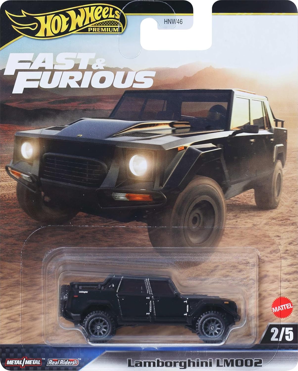 Hot Wheels Premium Car Fast & Furious Lamborghini LM002, 1:64 Scale Die-Cast Car for Collectors Inspired by Fast & Furious Movie