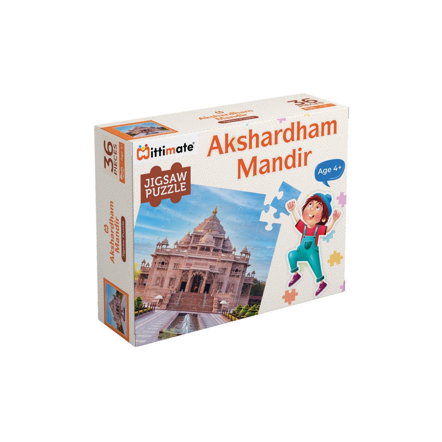 Mittimate Akshardham Mandir Jigsaw Puzzle – 36-Piece Cardboard Puzzle for Kids (Ages 4-6) | Fun, Learning & Perfect Birthday Gift