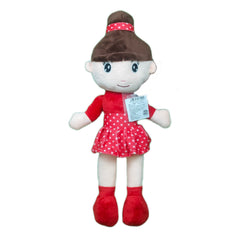 Play Hour Bella Rag Doll Plush Soft Toy Wearing Red Polka Dot Frock for Ages 3 Years and Up, 45cm