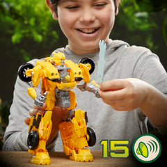 Transformers Rise of The Beasts Movie 10 Inch Beast Mode Bumblebee Converting Toy with Lights and Sounds for Ages 6 Years and Up